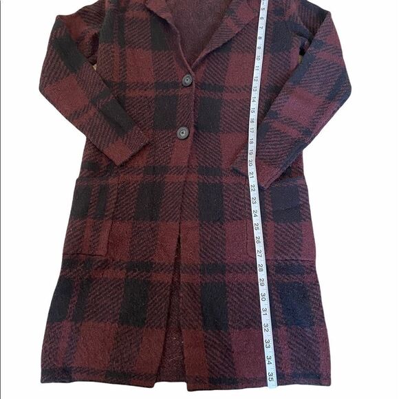 DEX Burgundy&Black Plaid Light Button Up Jacket XS - Picture 5 of 7